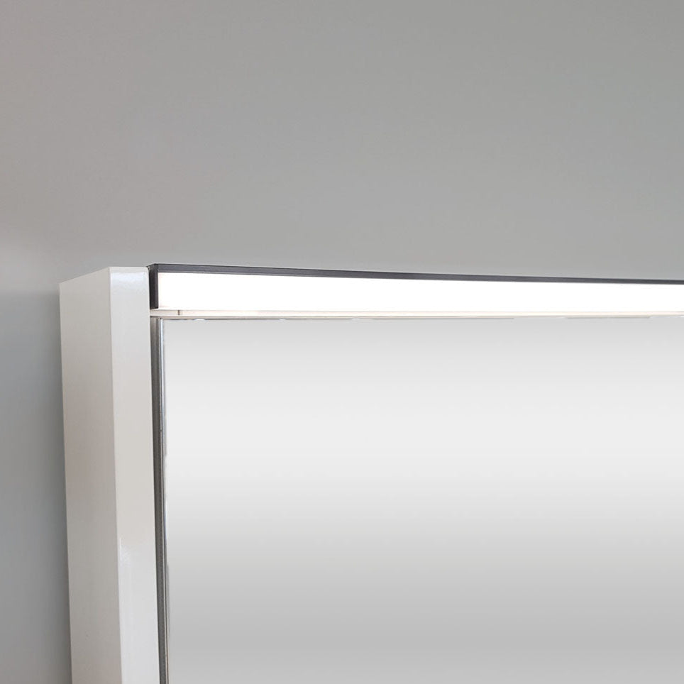 FIENZA SATIN WHITE LED MIRROR SHAVING CABINET WITH DISPLAY SHELF 1200X850MM