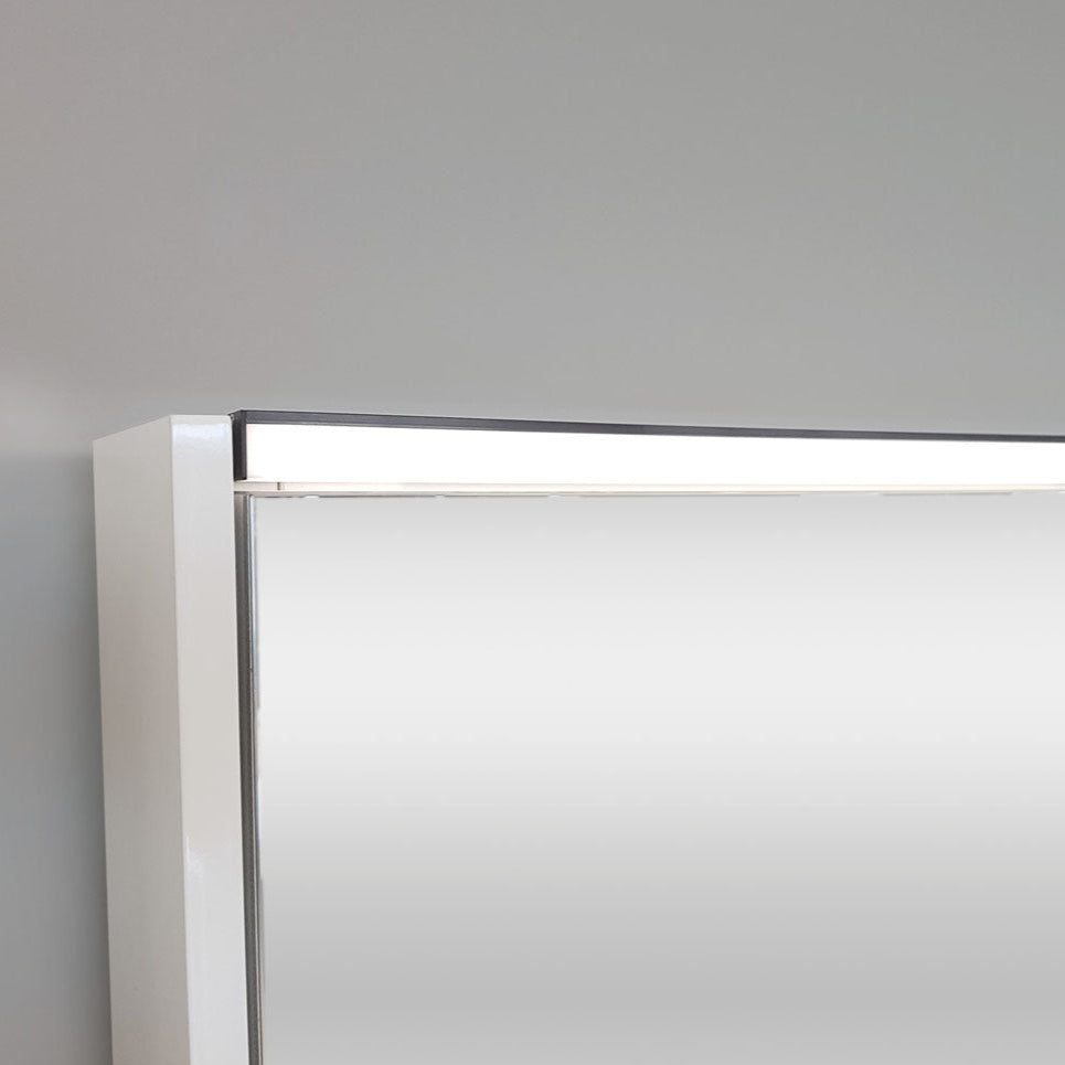 FIENZA SATIN WHITE LED MIRROR SHAVING CABINET WITH SIDE PANELS 900X670MM
