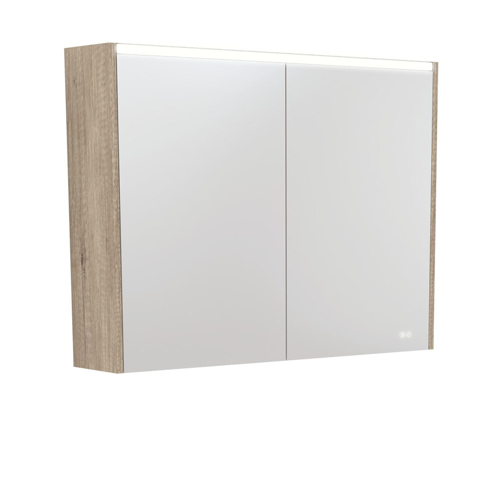 FIENZA SCANDI OAK LED MIRROR SHAVING CABINET WITH SIDE PANELS 900X670MM