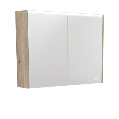 FIENZA SCANDI OAK LED MIRROR SHAVING CABINET WITH SIDE PANELS 900X670MM