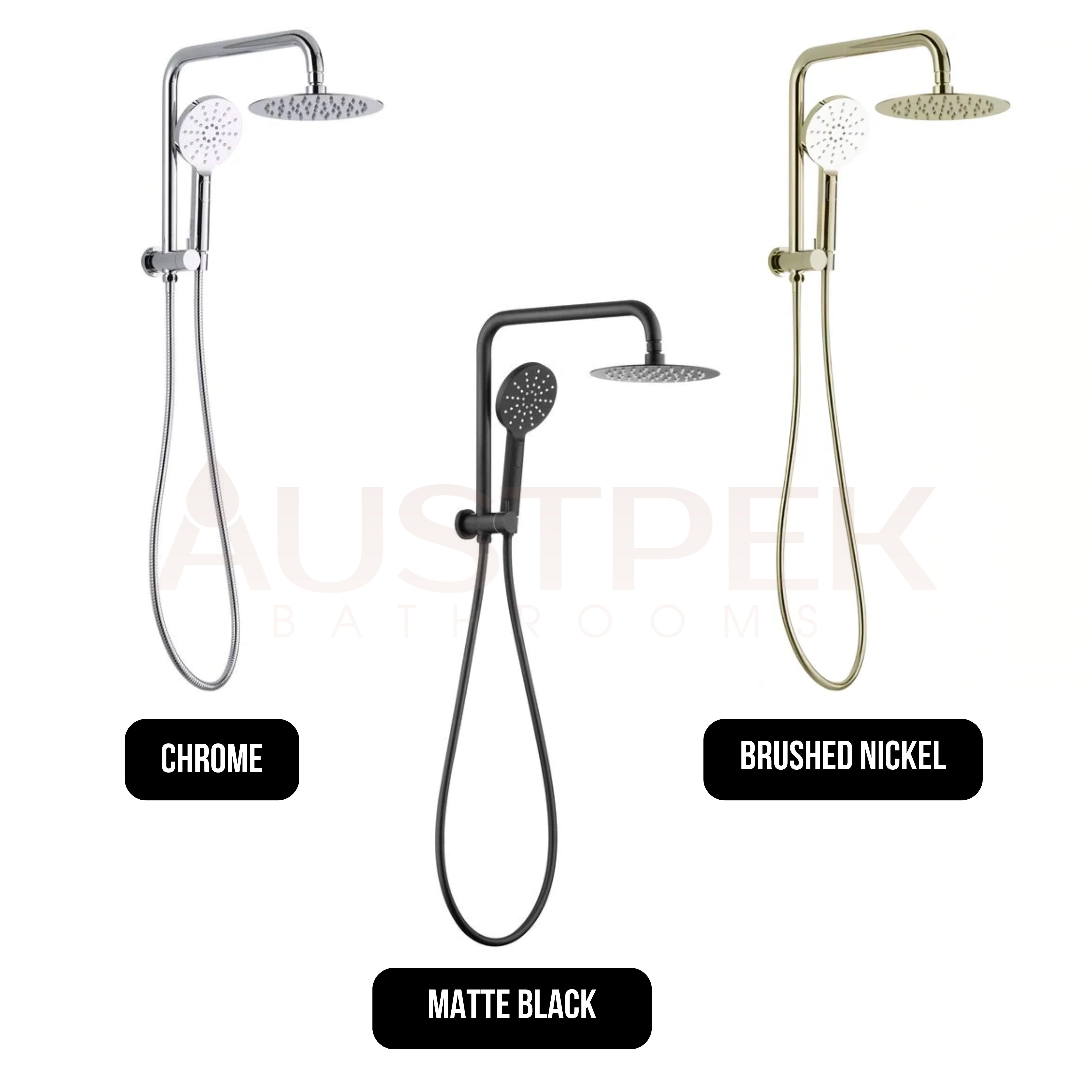 INSPIRE PAVIA HALF RAIL SET WITH ROUND HEAD BRUSHED NICKEL