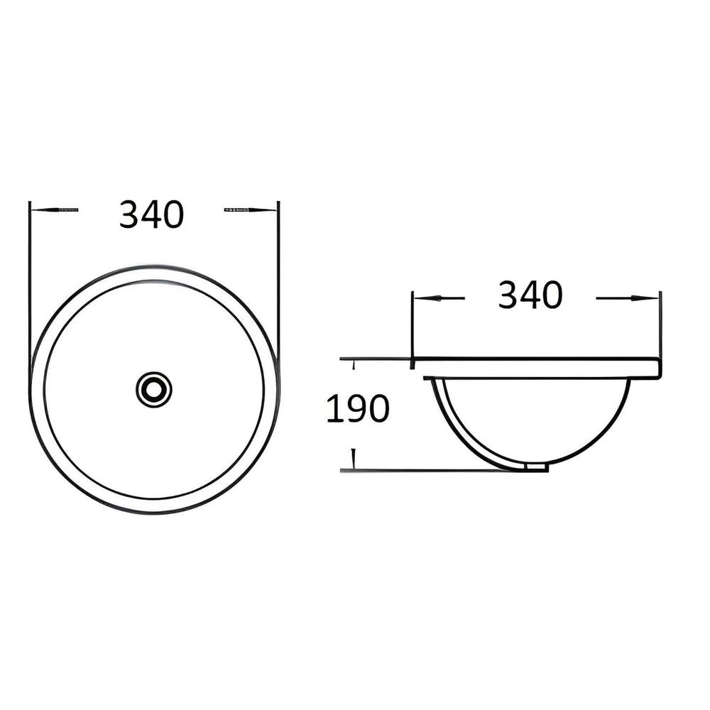 POSEIDON UNDER COUNTER BASIN GLOSS WHITE 340MM