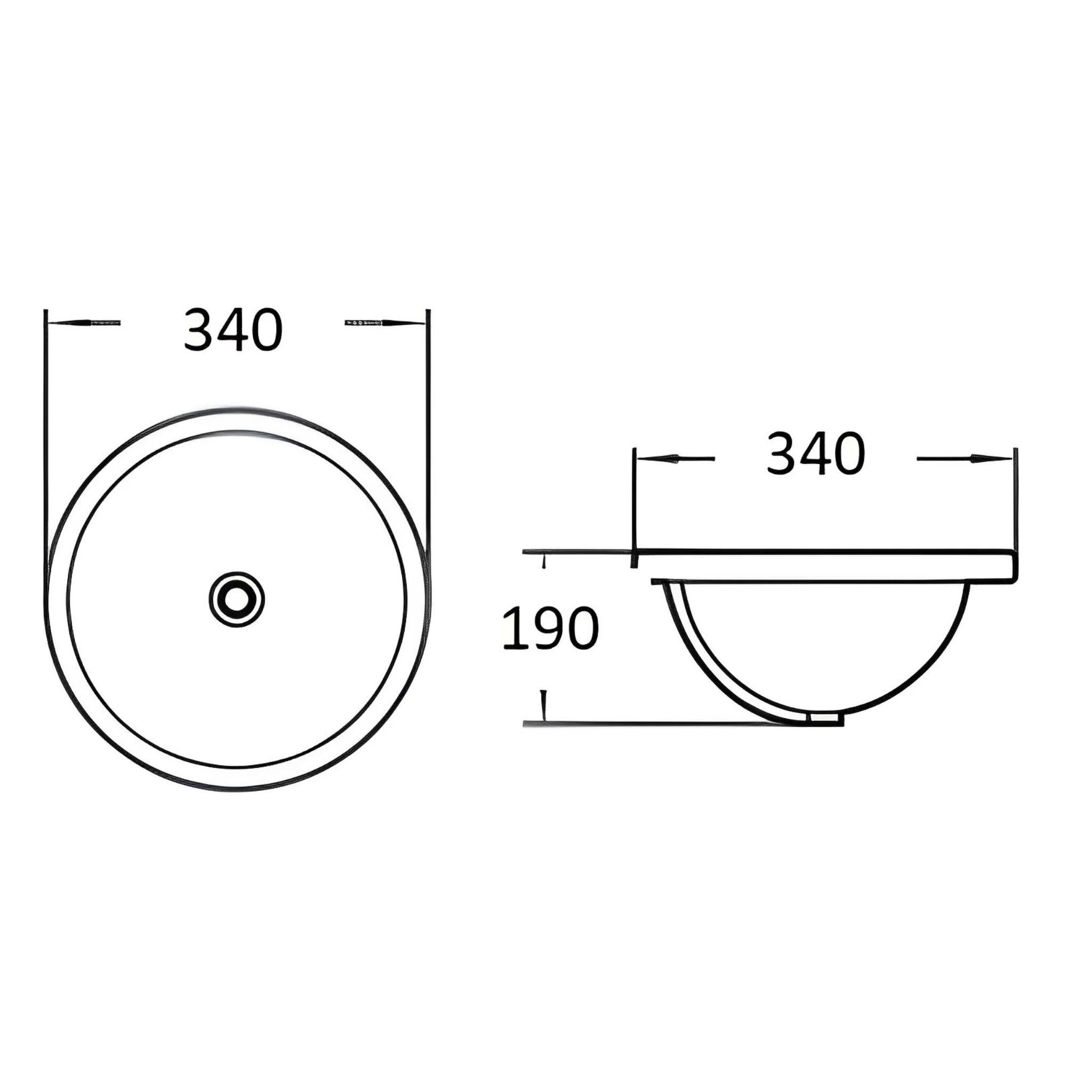 POSEIDON UNDER COUNTER BASIN GLOSS WHITE 340MM