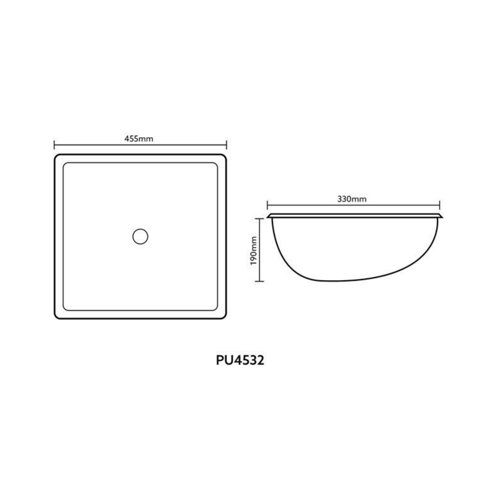 POSEIDON UNDER MOUNT BASIN MATTE BLACK 455MM