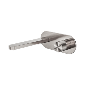 NERO PURE PROGRESSIVE WALL BASIN / BATH MIXER 200MM BRUSHED NICKEL