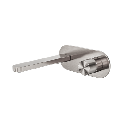 NERO PURE LEAD FREE PROGRESSIVE WALL BASIN / BATH MIXER 200MM BRUSHED NICKEL