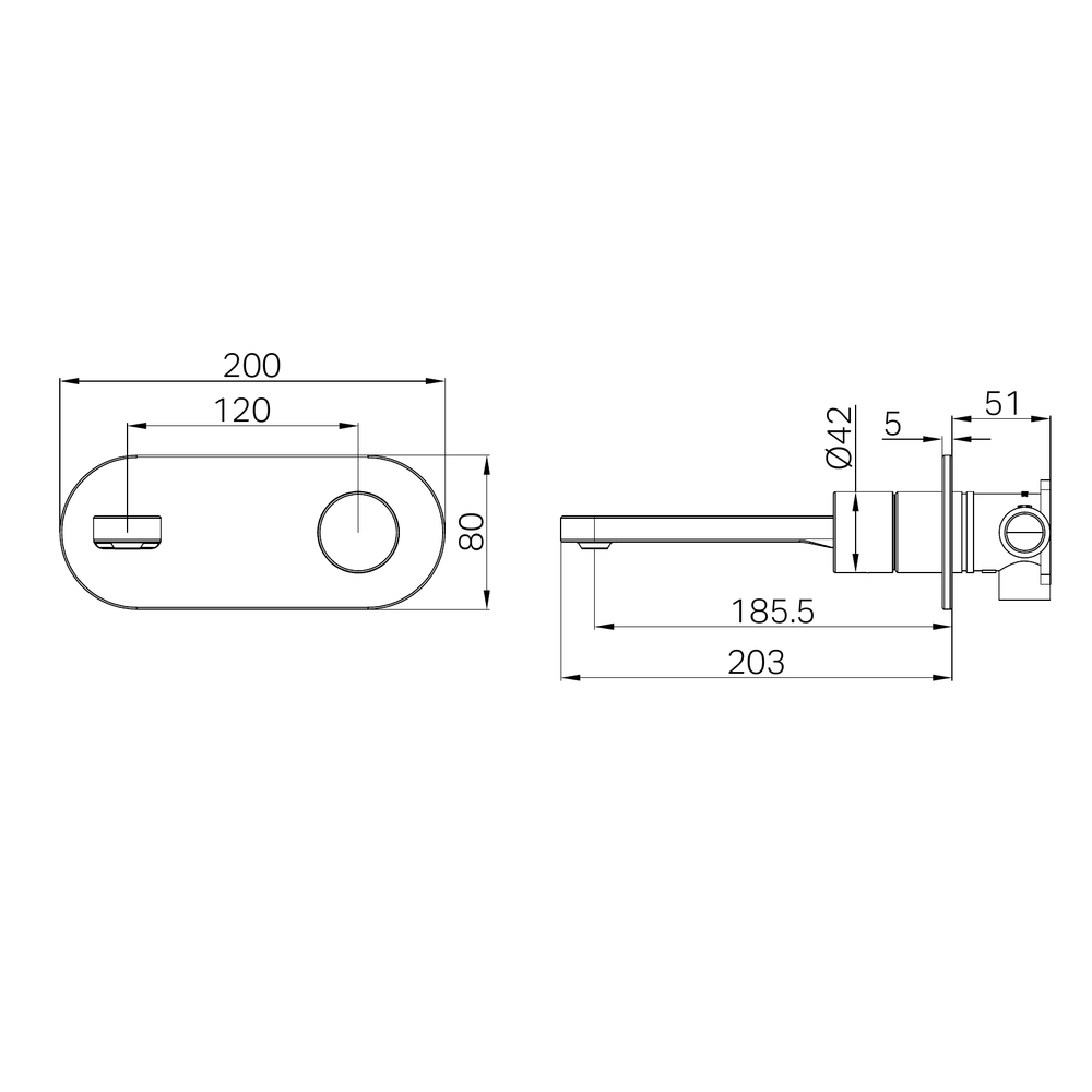 NERO PURE LEAD FREE PROGRESSIVE WALL BASIN / BATH MIXER 200MM GRAPHITE