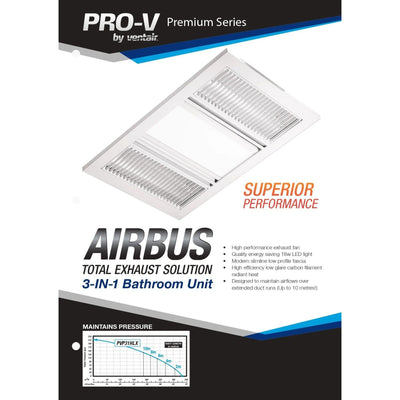 VENTAIR AIRBUS 3 IN1 HIGH AIRFLOW HEAT LIGHT EXHAUST WHITE