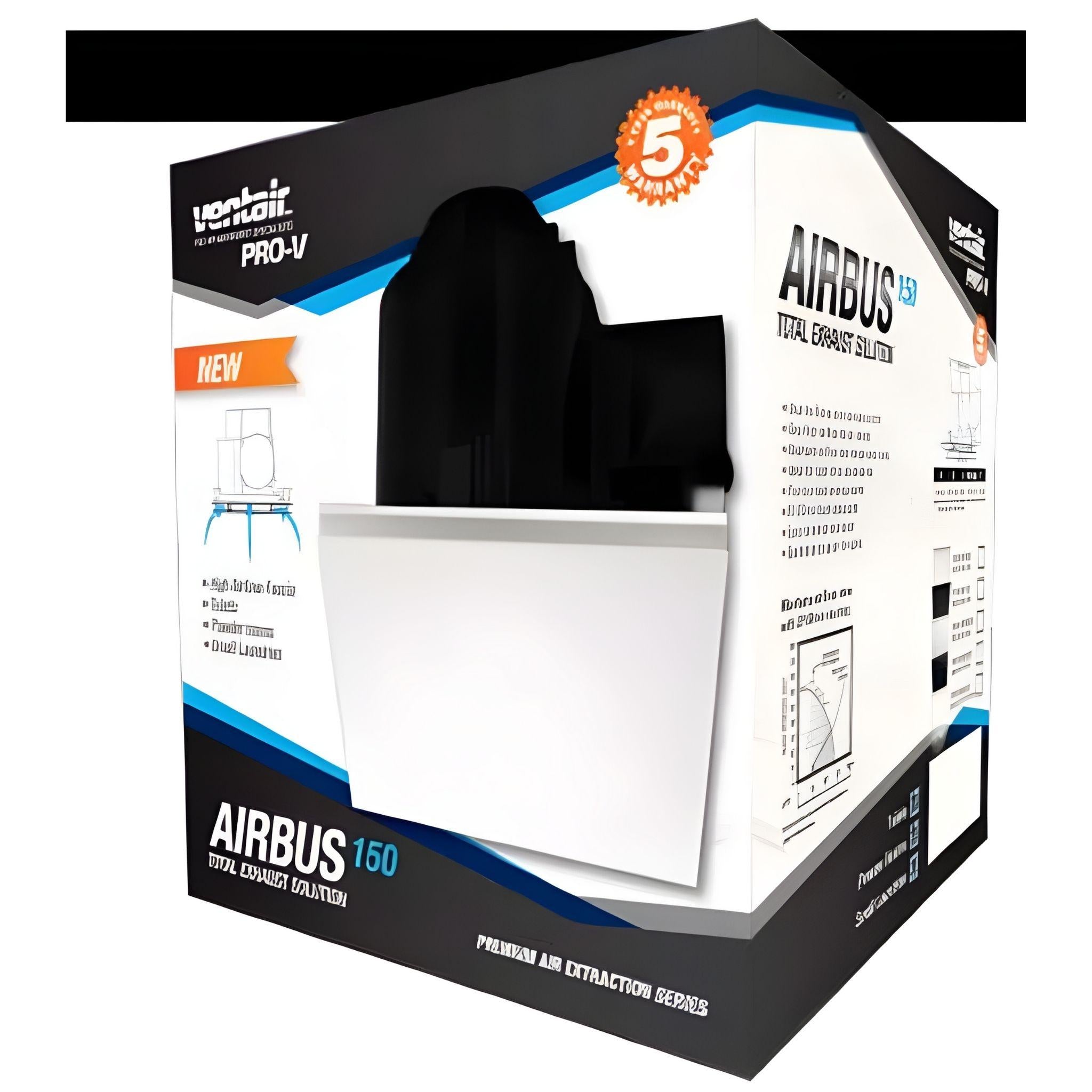 VENTAIR AIRBUS 150 SQUARE PREMIUM QUALITY SIDE DUCTED EXHAUST FAN WITH 10W LED PANEL WHITE