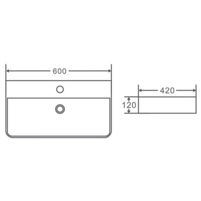 POSEIDON WALL HUNG / ABOVE COUNTER BASIN GLOSS WHITE 600MM