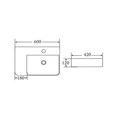 POSEIDON WALL HUNG / ABOVE COUNTER BASIN GLOSS WHITE 600MM