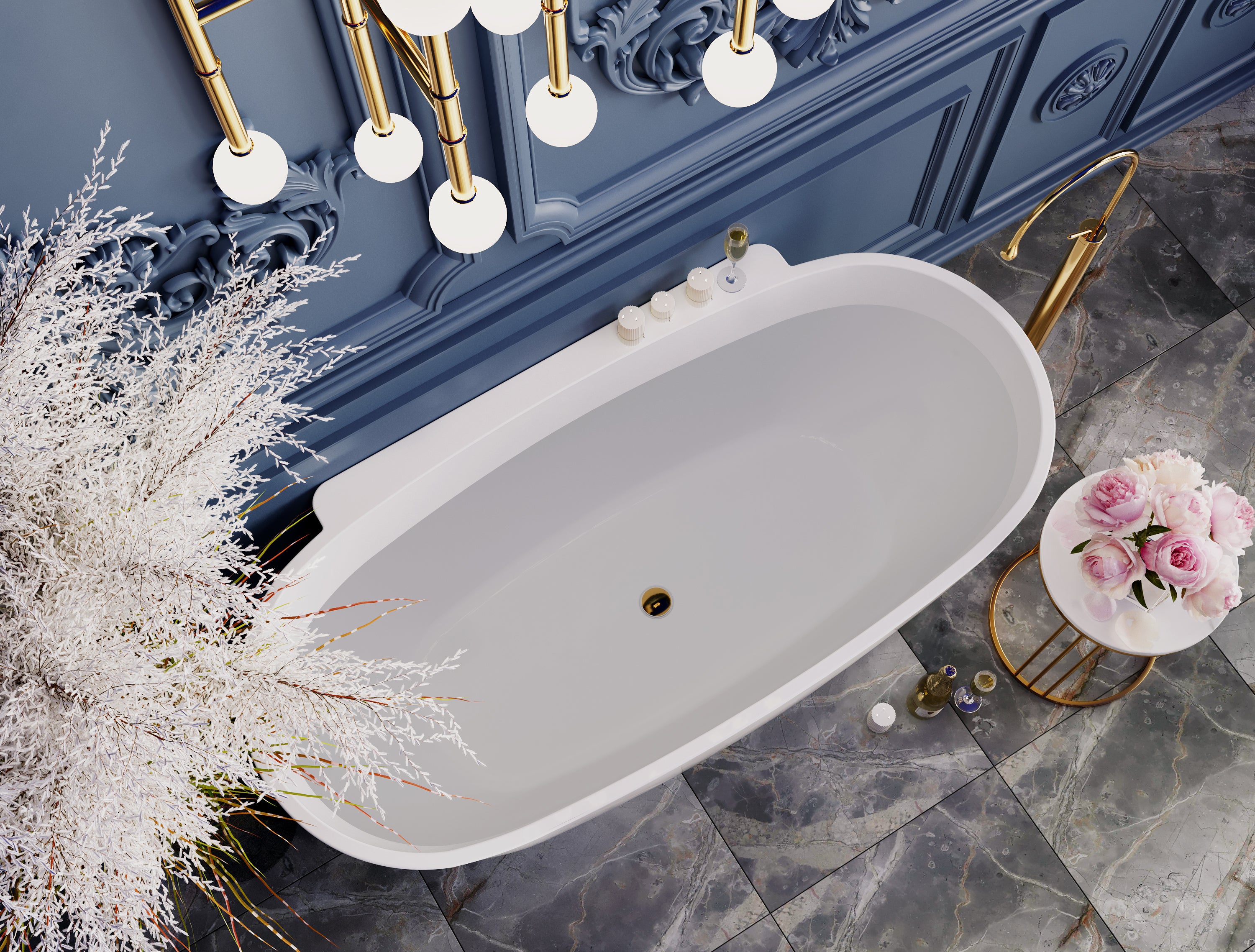 BEL BAGNO PALERMO FREESTANDING BATHTUB SEMI GLOSS WHITE (AVAILABLE IN 1650MM AND 1750MM)