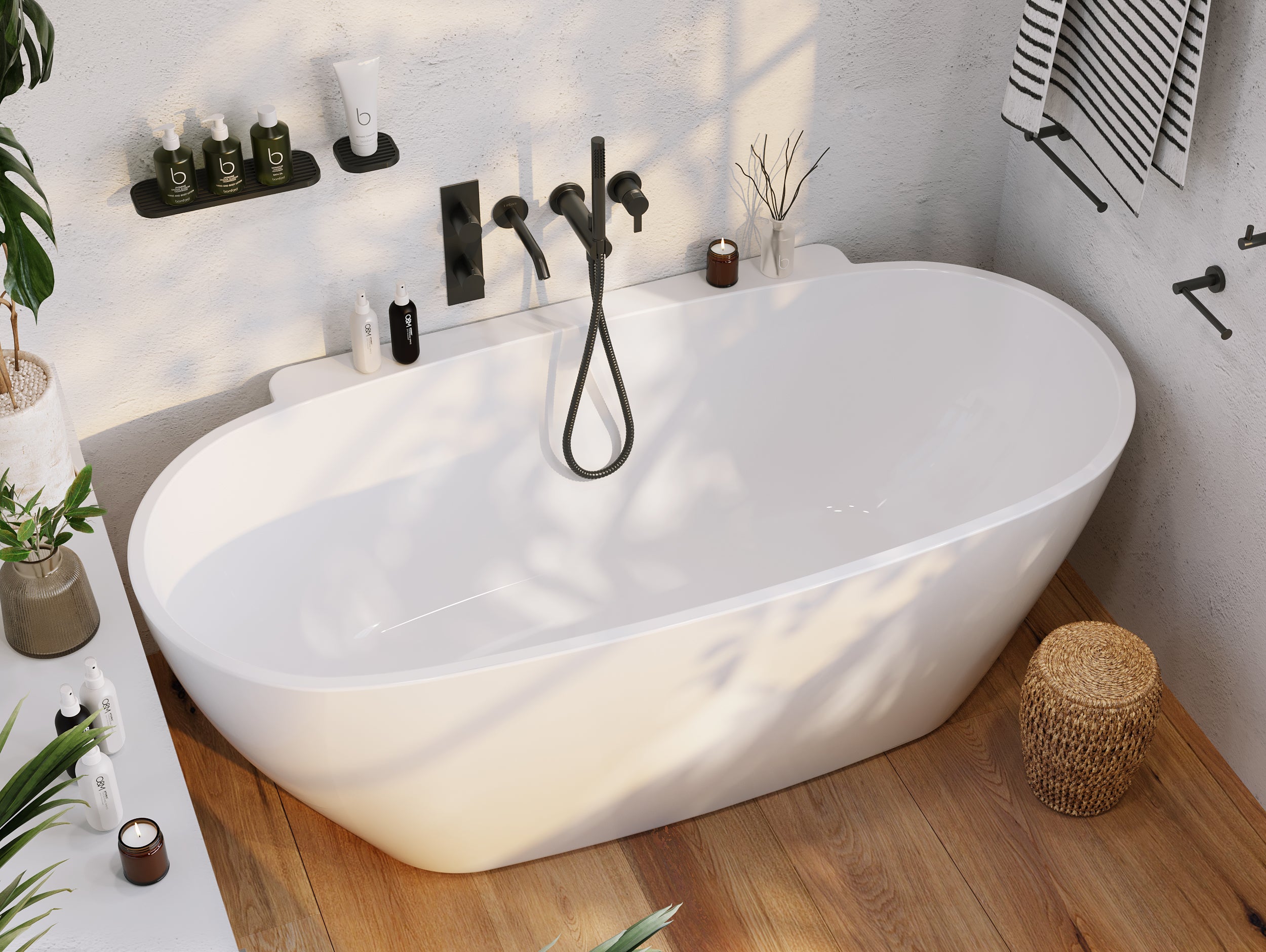 BEL BAGNO PALERMO FREESTANDING BATHTUB SEMI GLOSS WHITE (AVAILABLE IN 1650MM AND 1750MM)