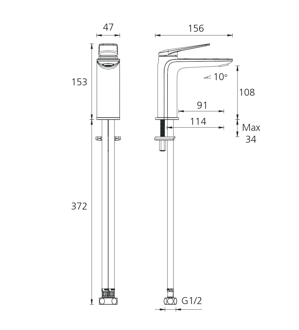 OLIVERI PARIS BASIN MIXER 153MM CHROME