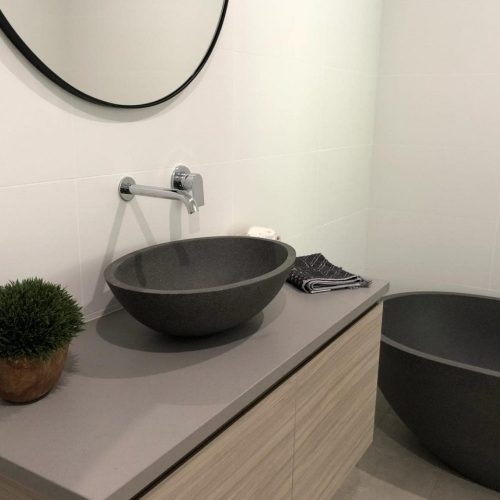 PIETRA BIANCA PEARL ABOVE COUNTER STONE BASIN WITH MULTICOLOUR 500MM