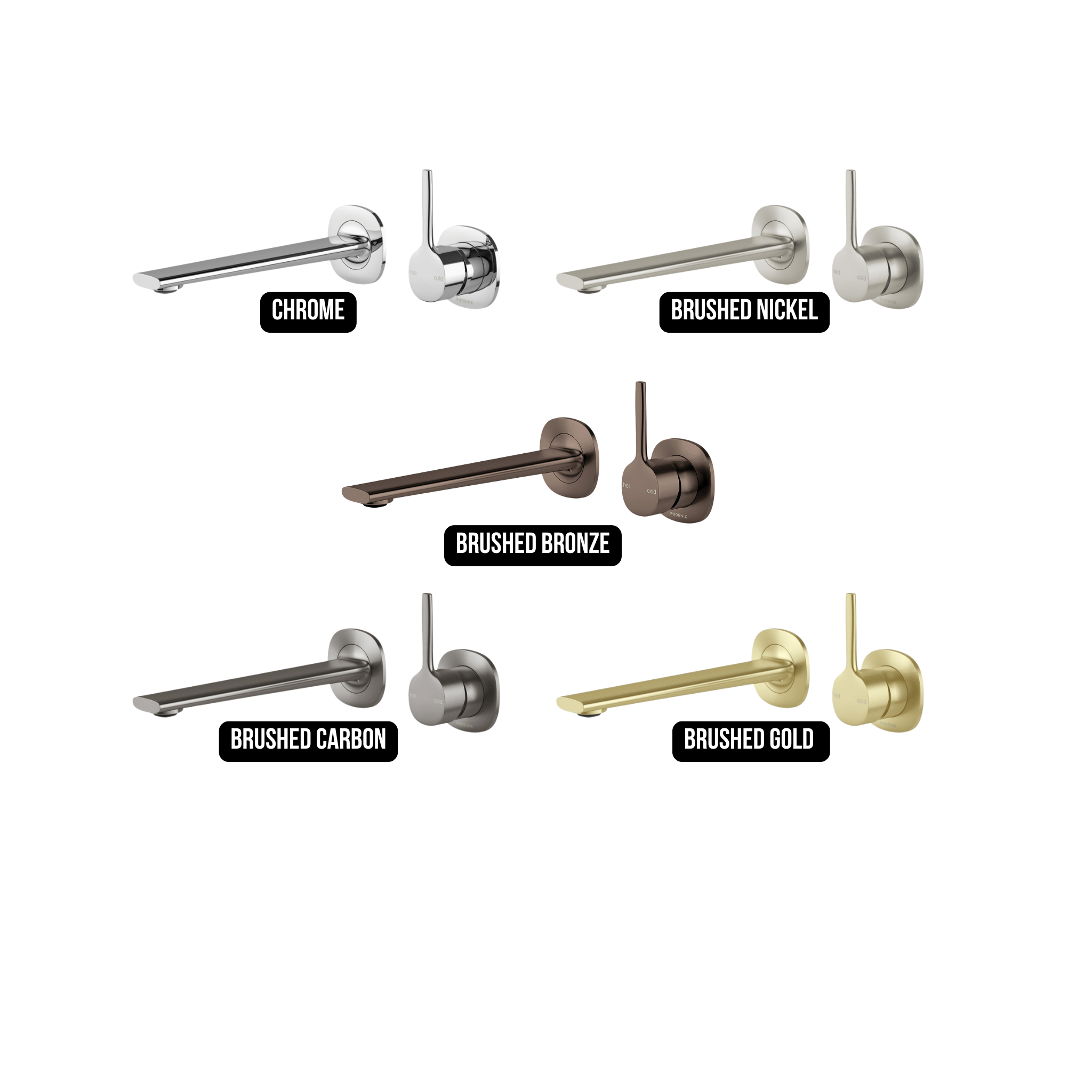 PHOENIX VASK SWITCHMIX WALL BASIN / BATH MIXER SET PIN UP 218MM COMPLETE KIT CHROME