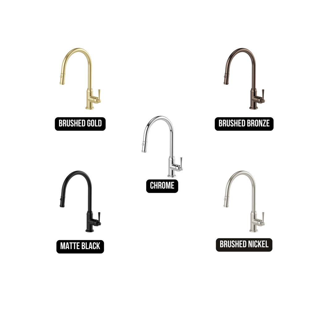 PHOENIX CROMFORD PULL OUT SINK MIXER 402MM BRUSHED GOLD