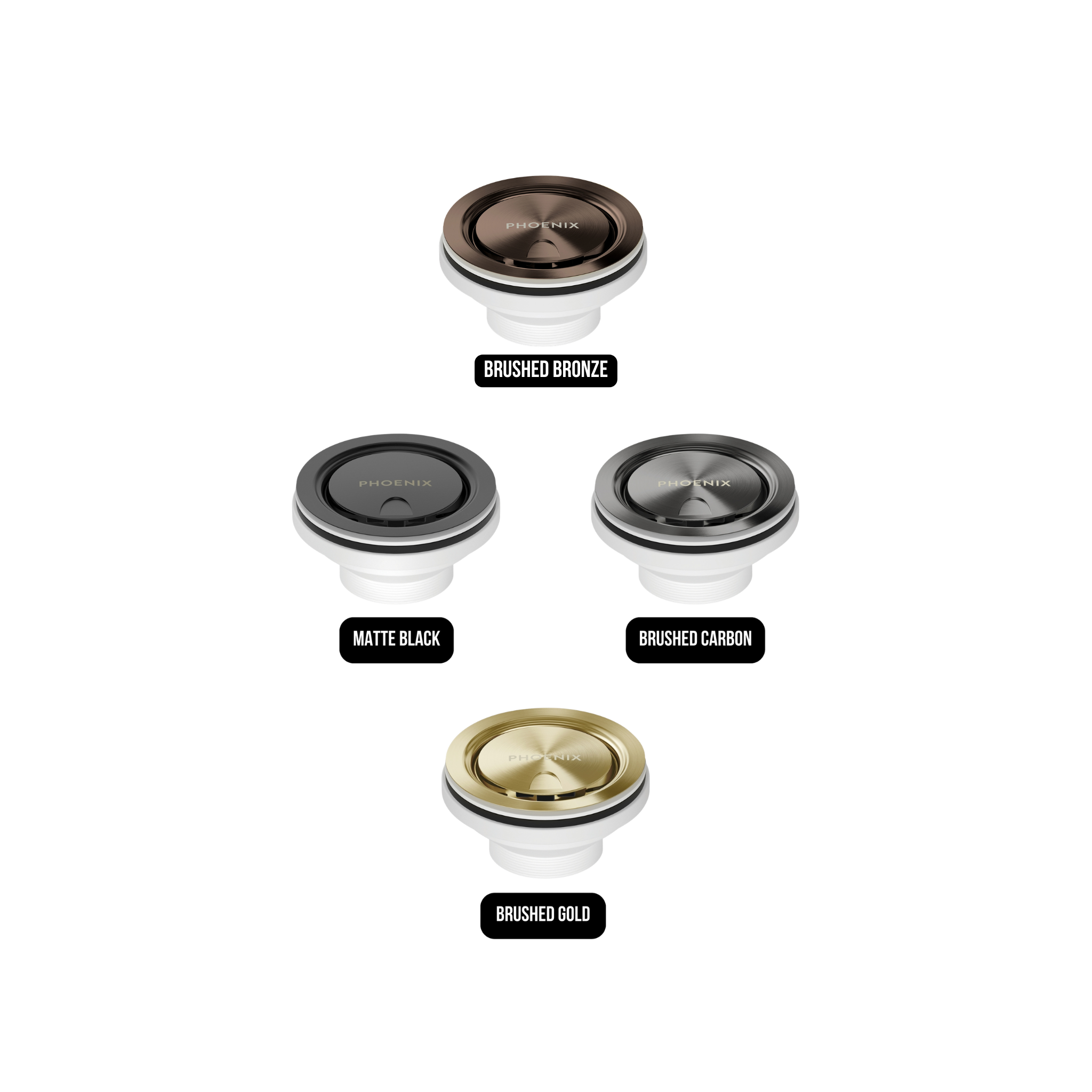 PHOENIX COVERED SINK BASKET WASTE BRUSHED CARBON