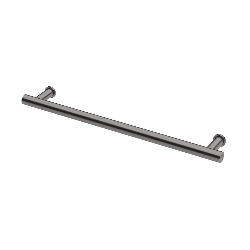 PHOENIX ROUND SINGLE HEATED TOWEL RAIL BRUSHED CARBON (AVAILABLE IN 600MM AND 800MM)