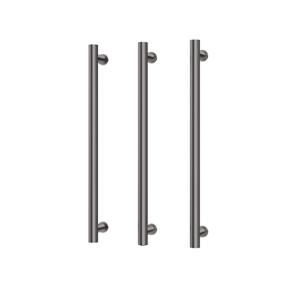 PHOENIX ROUND TRIPLE HEATED TOWEL RAIL BRUSHED CARBON (AVAILABLE IN 600MM AND 800MM)