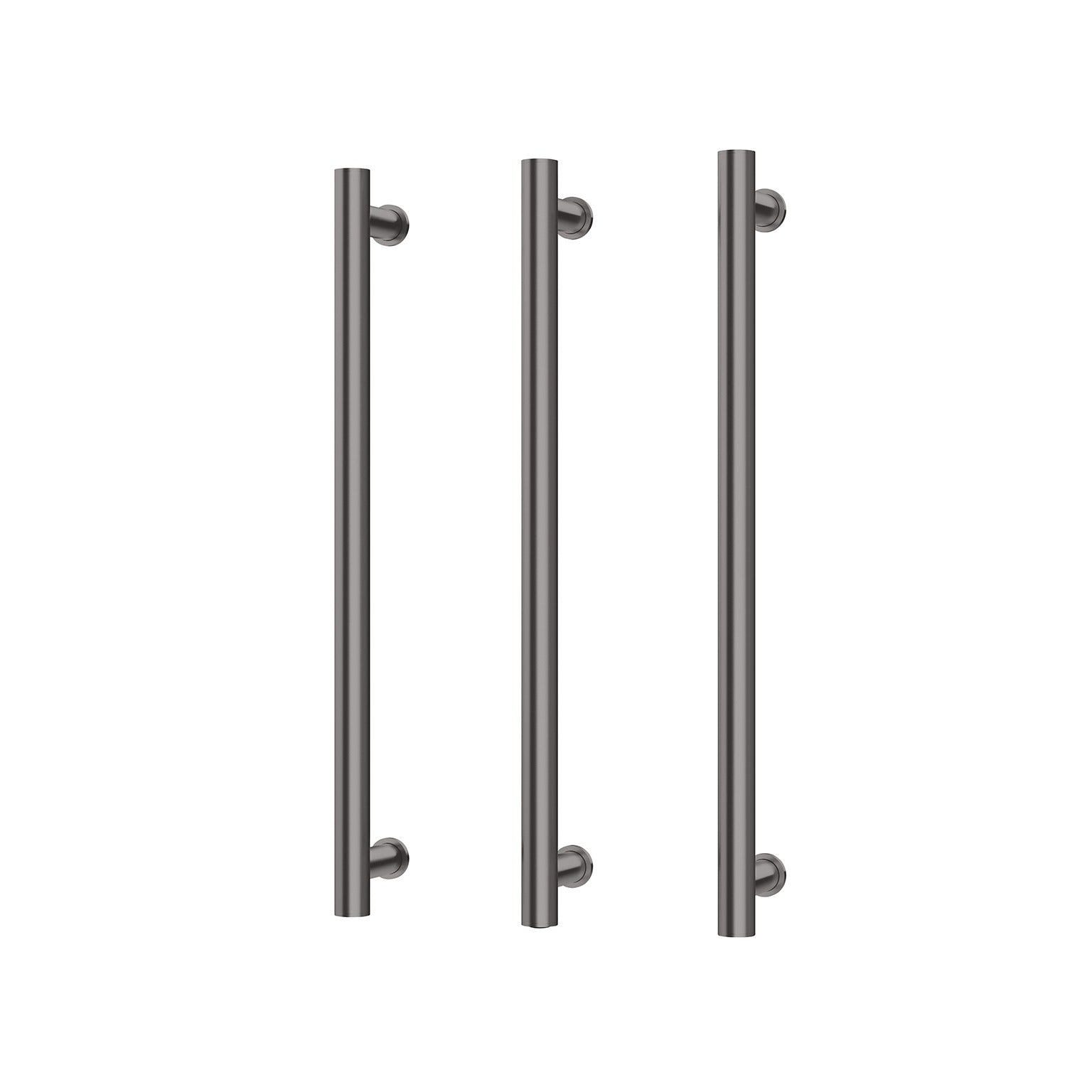 PHOENIX ROUND TRIPLE HEATED TOWEL RAIL BRUSHED CARBON (AVAILABLE IN 600MM AND 800MM)
