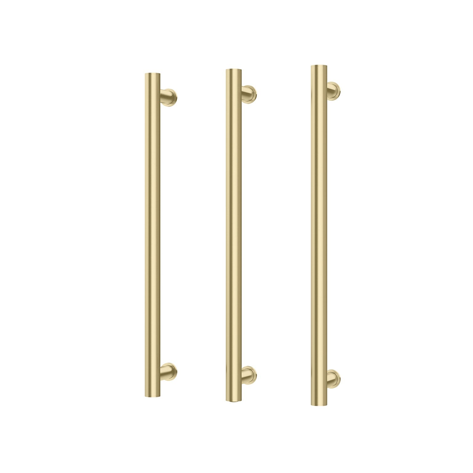 PHOENIX ROUND TRIPLE HEATED TOWEL RAIL BRUSHED GOLD (AVAILABLE IN 600MM AND 800MM)
