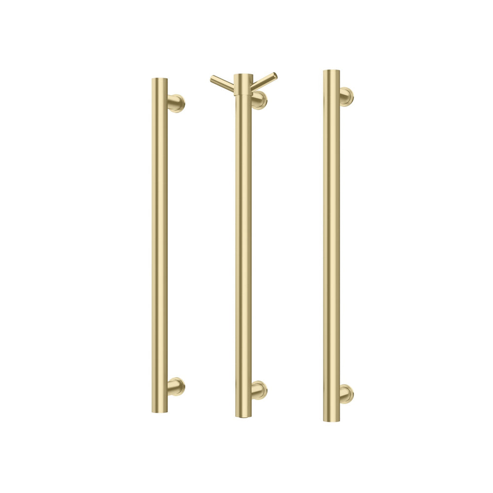 PHOENIX ROUND TRIPLE HEATED TOWEL RAIL BRUSHED GOLD (AVAILABLE IN 600MM AND 800MM)