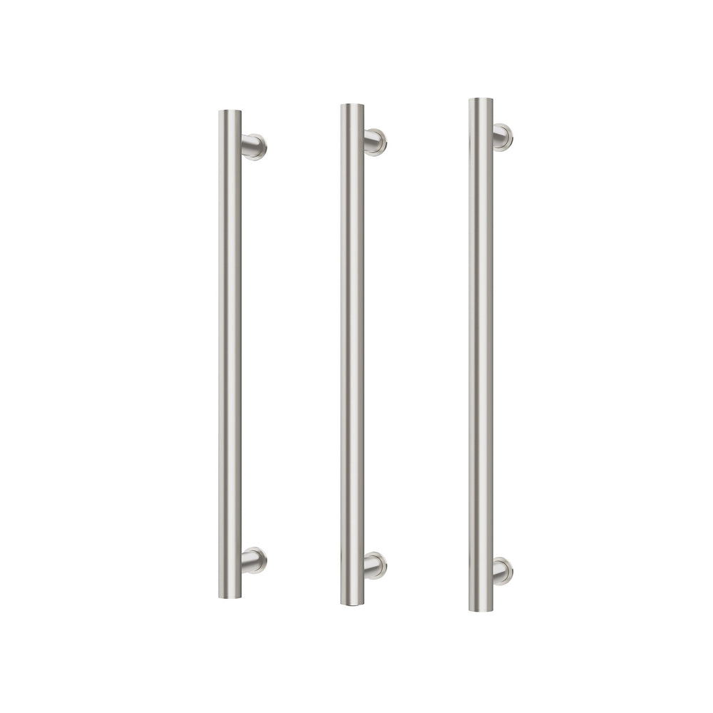 PHOENIX ROUND TRIPLE HEATED TOWEL RAIL BRUSHED NICKEL (AVAILABLE IN 600MM AND 800MM)
