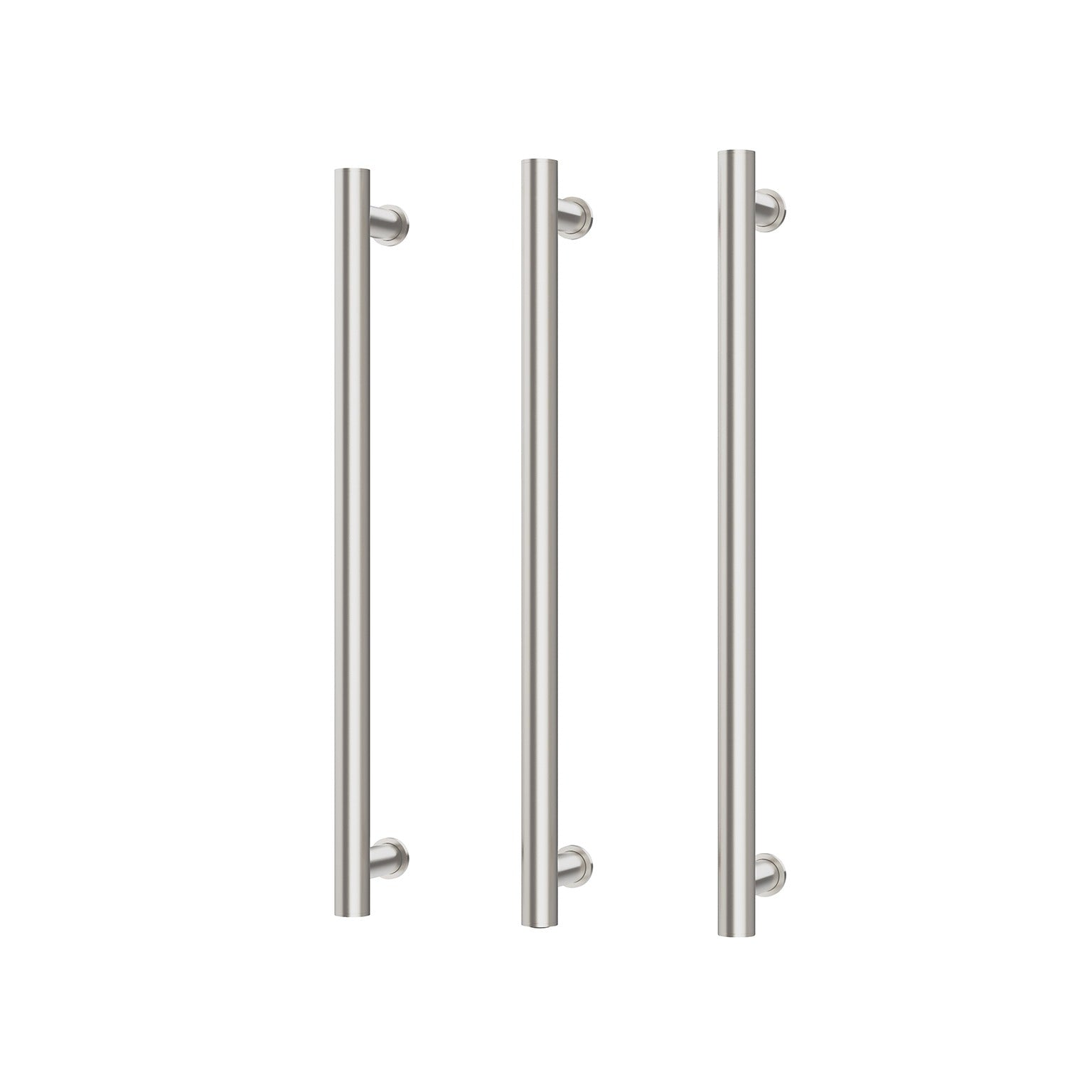 PHOENIX ROUND TRIPLE HEATED TOWEL RAIL BRUSHED NICKEL (AVAILABLE IN 600MM AND 800MM)