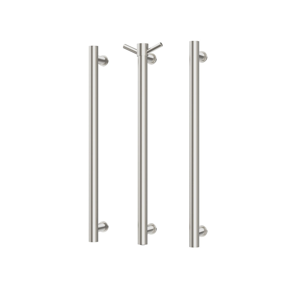 PHOENIX ROUND TRIPLE HEATED TOWEL RAIL BRUSHED NICKEL (AVAILABLE IN 600MM AND 800MM)