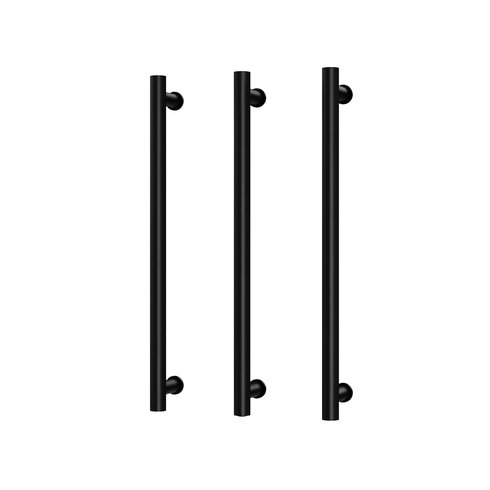 PHOENIX ROUND TRIPLE HEATED TOWEL RAIL MATTE BLACK (AVAILABLE IN 600MM AND 800MM)