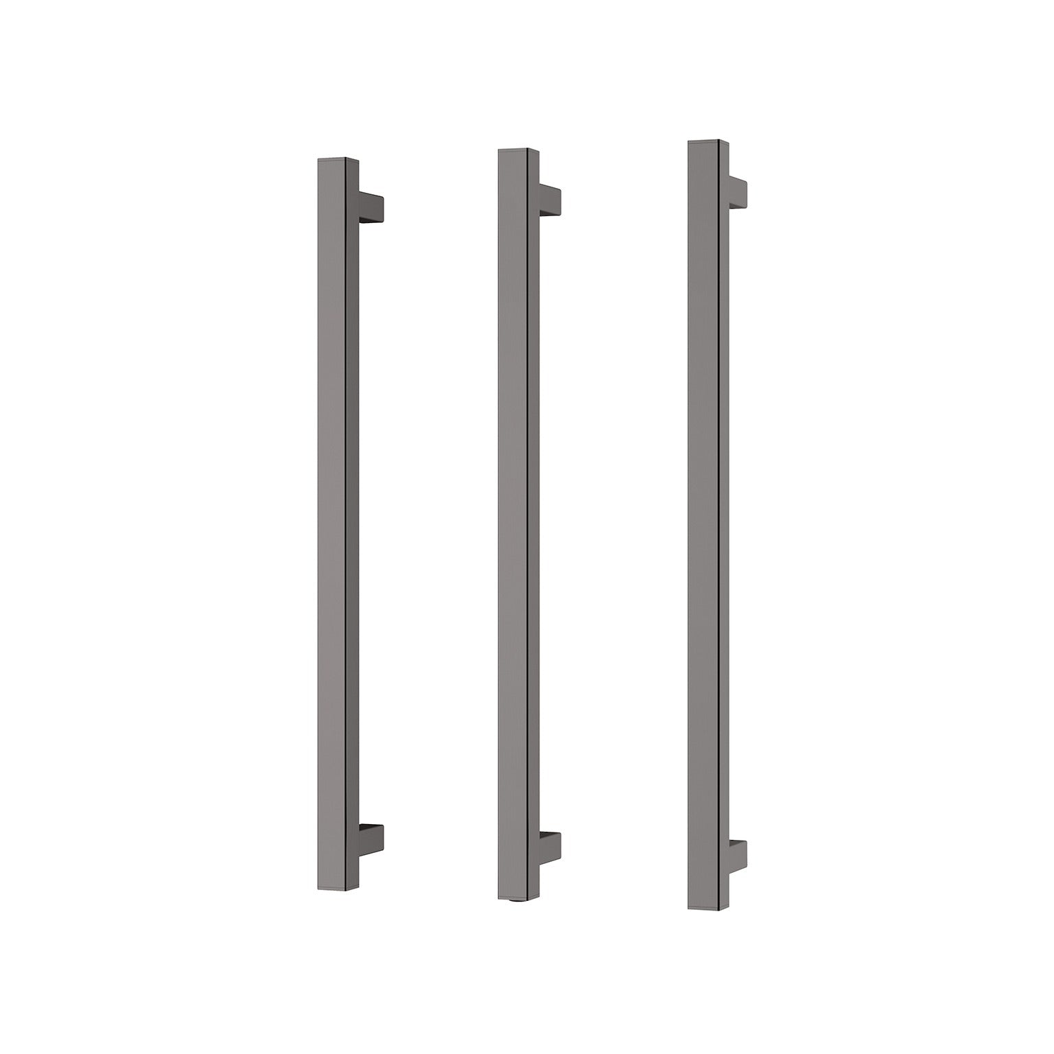 PHOENIX SQUARE TRIPLE HEATED TOWEL RAIL BRUSHED CARBON (AVAILABLE IN 600MM AND 800MM)