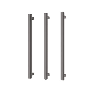 PHOENIX SQUARE TRIPLE HEATED TOWEL RAIL BRUSHED CARBON (AVAILABLE IN 600MM AND 800MM)
