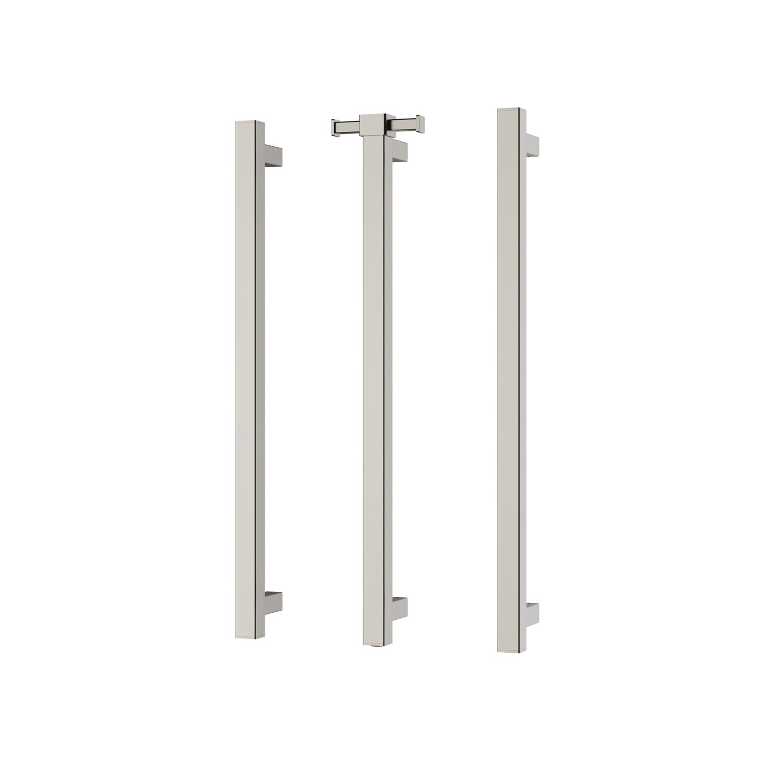 PHOENIX SQUARE TRIPLE HEATED TOWEL RAIL BRUSHED NICKEL (AVAILABLE IN 600MM AND 800MM)