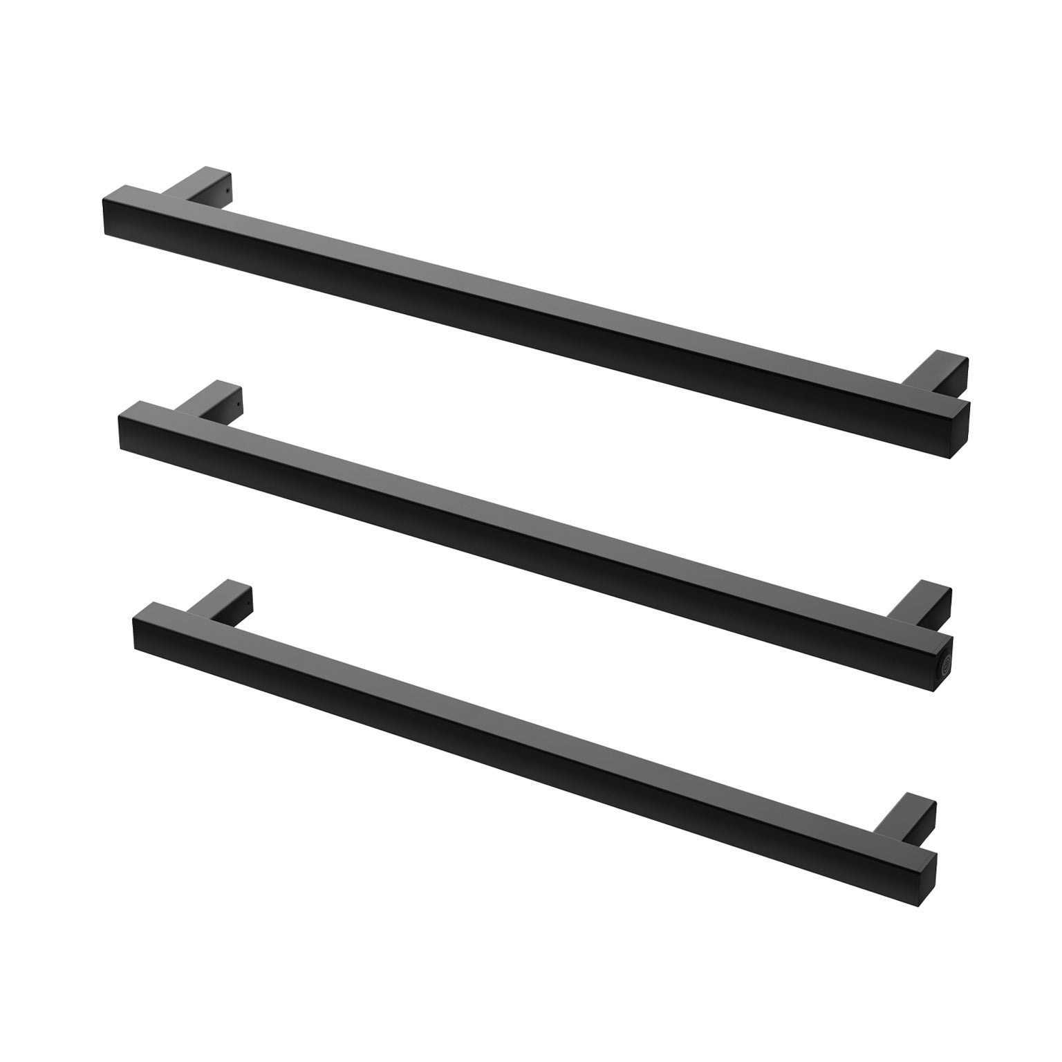 PHOENIX SQUARE TRIPLE HEATED TOWEL RAIL MATTE BLACK (AVAILABLE IN 600MM AND 800MM)