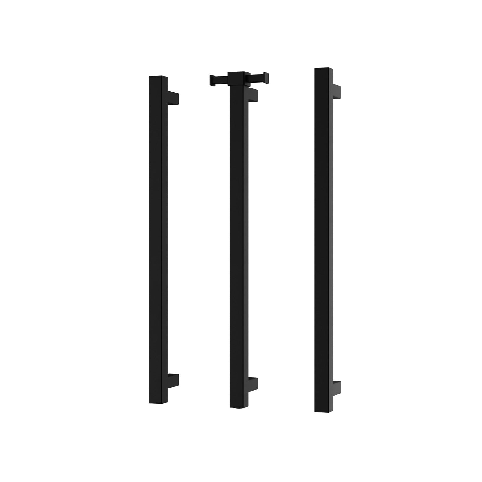 PHOENIX SQUARE TRIPLE HEATED TOWEL RAIL MATTE BLACK (AVAILABLE IN 600MM AND 800MM)