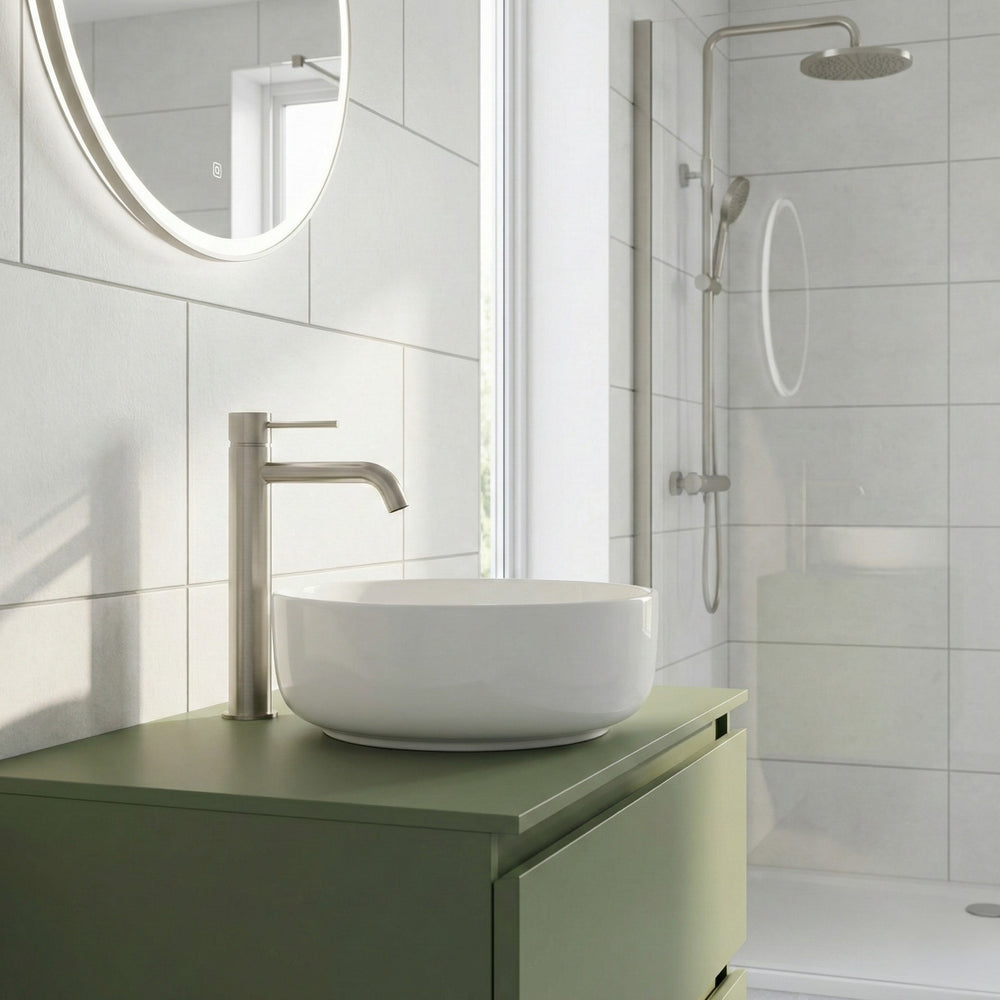 PHOENIX VIVID SLIMLINE LEAD FREE VESSEL MIXER OUTLET 289MM BRUSHED NICKEL