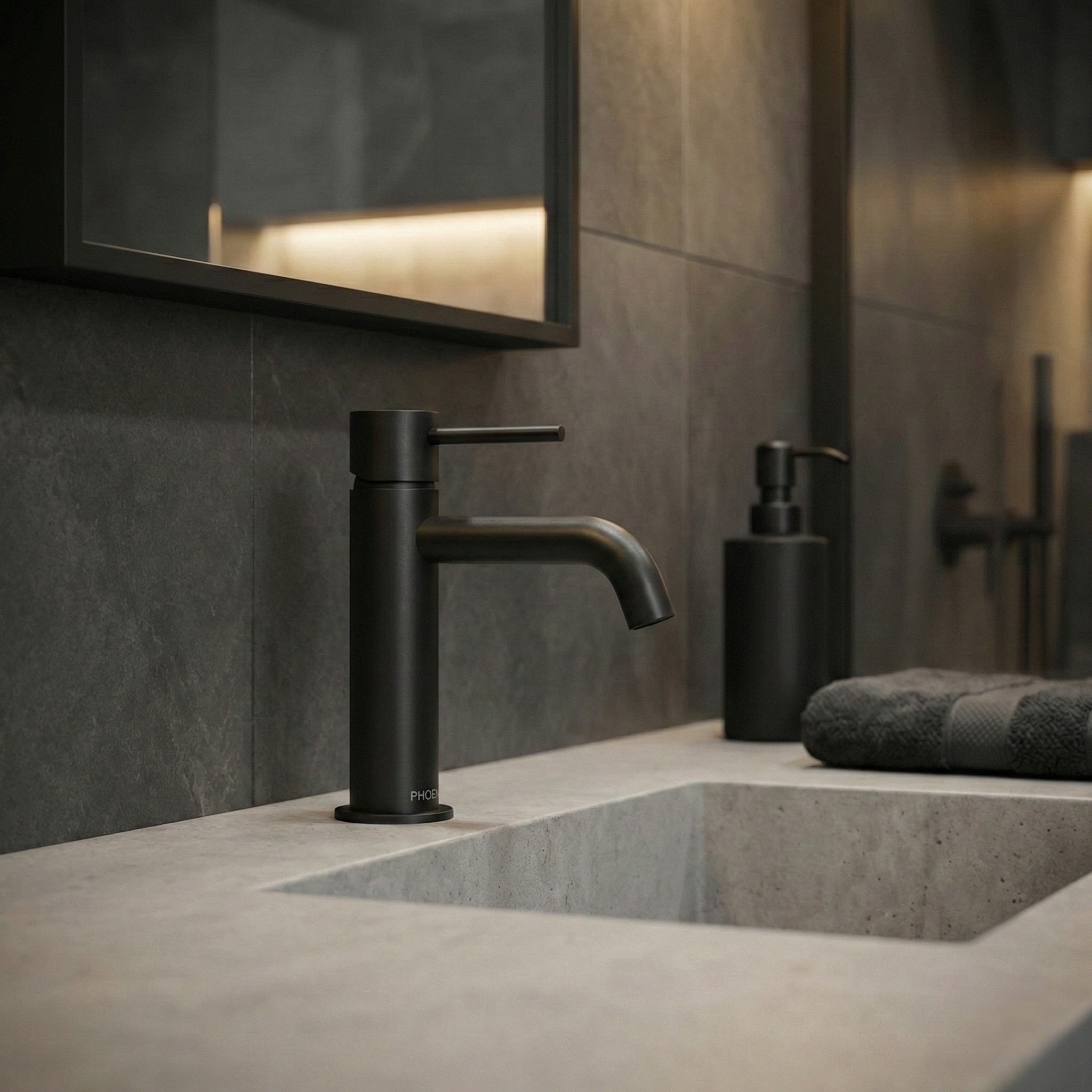 PHOENIX VIVID SLIMLINE BASIN MIXER OUTLET 166MM MATTE BLACK