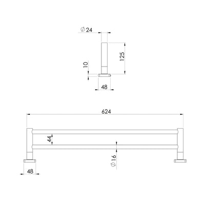 PHOENIX RADII SS 316 LEAD FREE DOUBLE TOWEL RAIL STAINLESS STEEL (AVAILABLE IN 600MM AND 800MM)