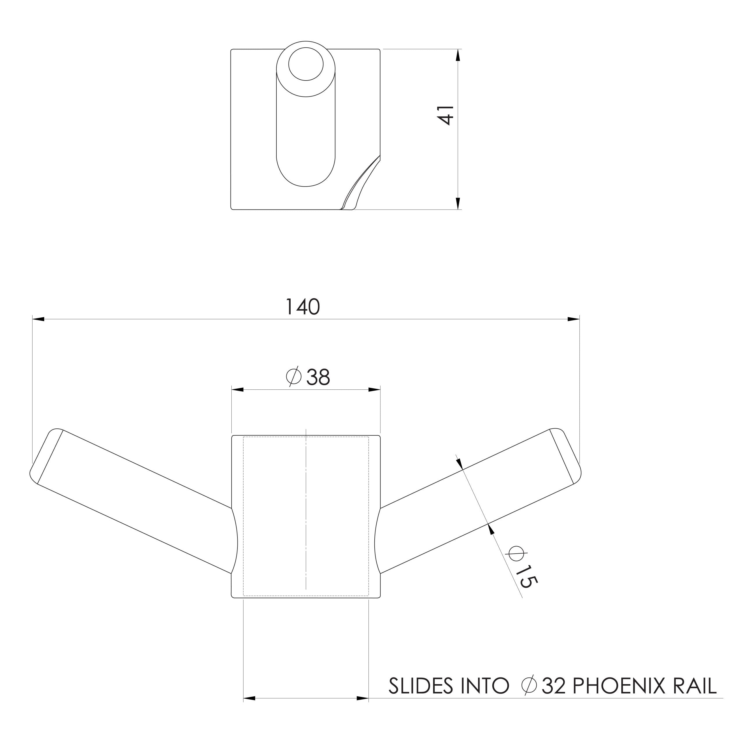 PHOENIX VERTICAL RAIL HOOK ROUND CHROME