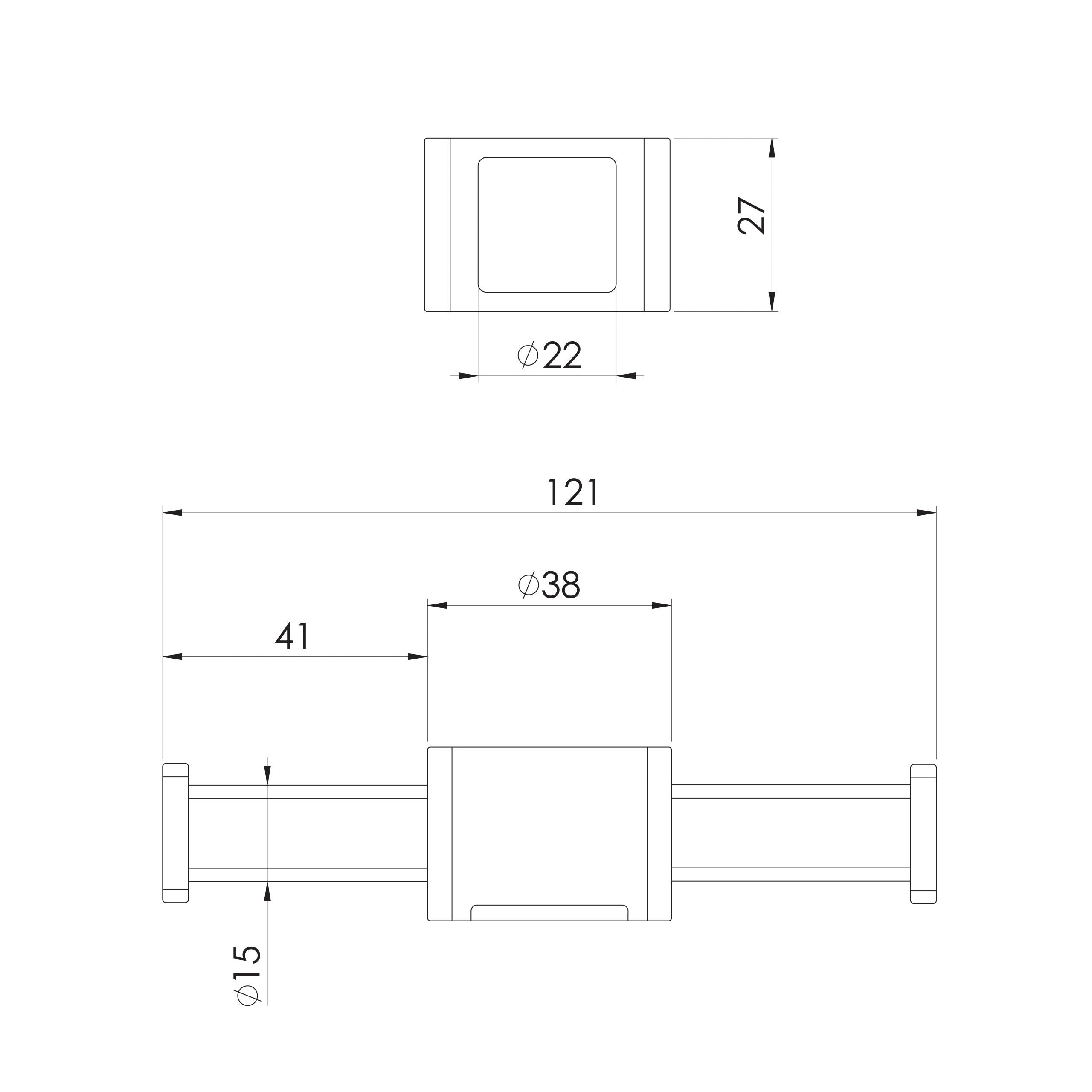 PHOENIX VERTICAL RAIL HOOK SQUARE CHROME