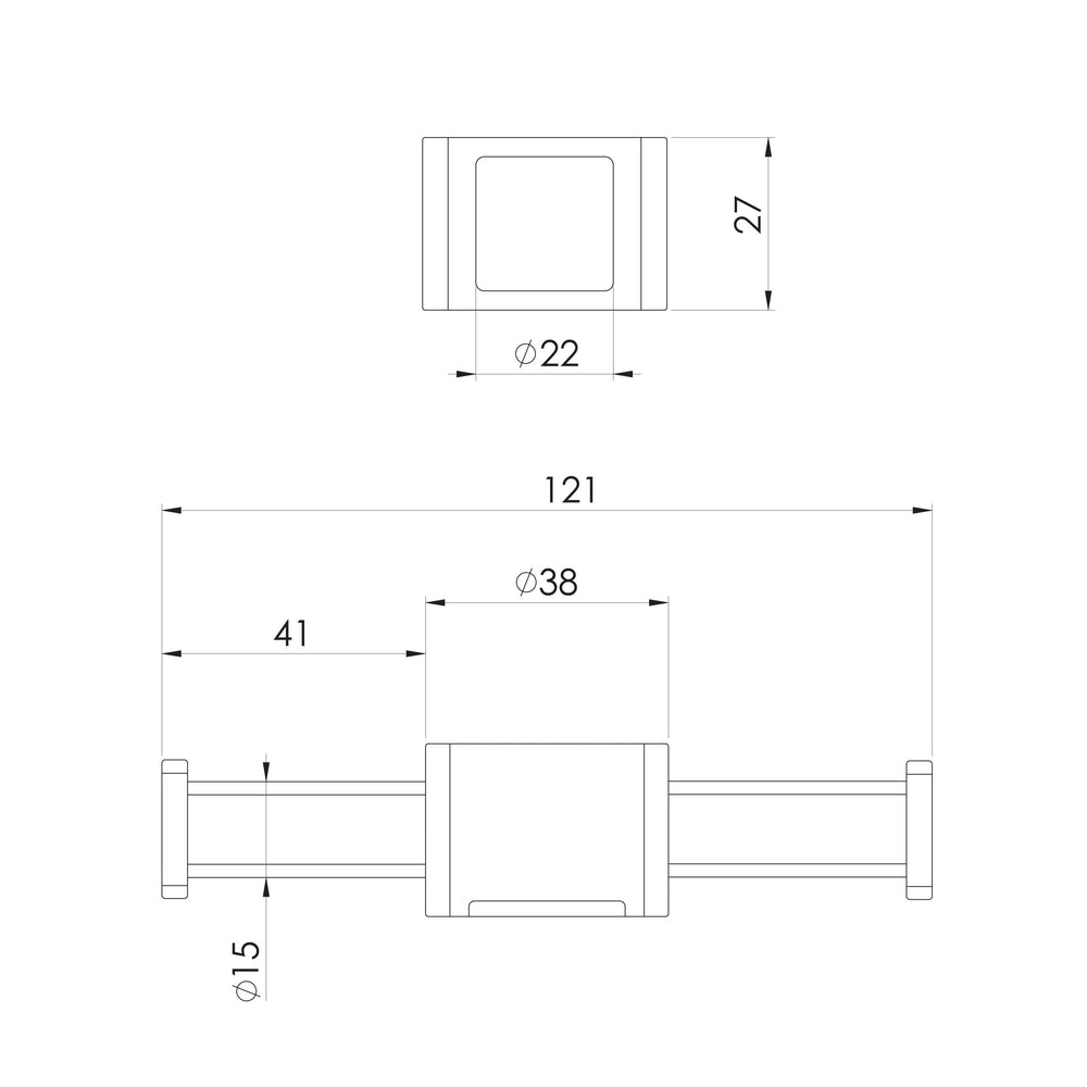 PHOENIX VERTICAL RAIL HOOK SQUARE MATTE BLACK
