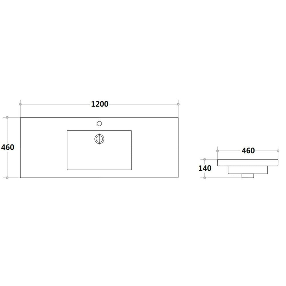 POSEIDON STANDARD GLOSS WHITE SINGLE BOWL POLY VANITY TOP (AVAILABLE IN 600MM, 750MM, 900MM AND 1200MM)