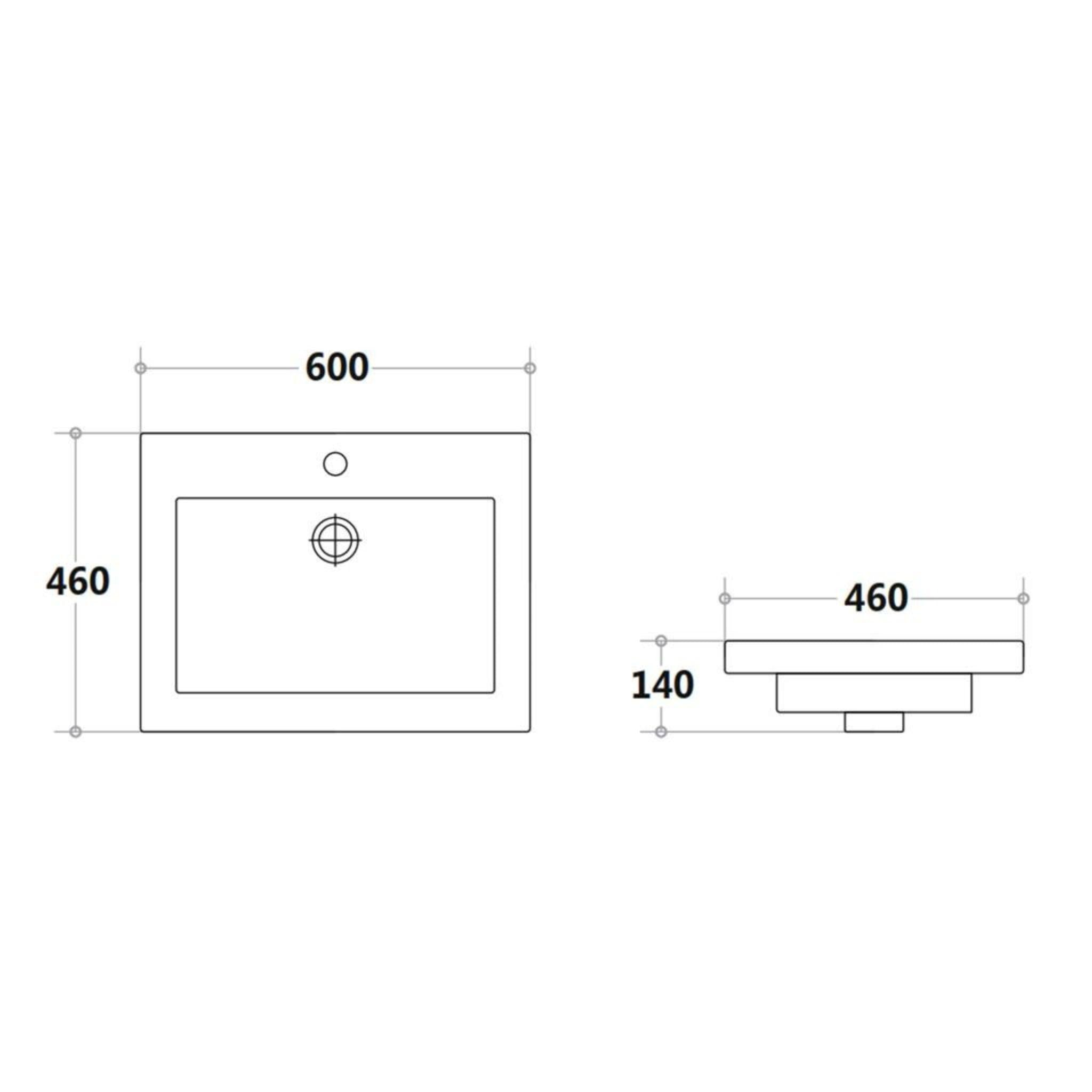 POSEIDON STANDARD GLOSS WHITE SINGLE BOWL POLY VANITY TOP (AVAILABLE IN 600MM, 750MM, 900MM AND 1200MM)