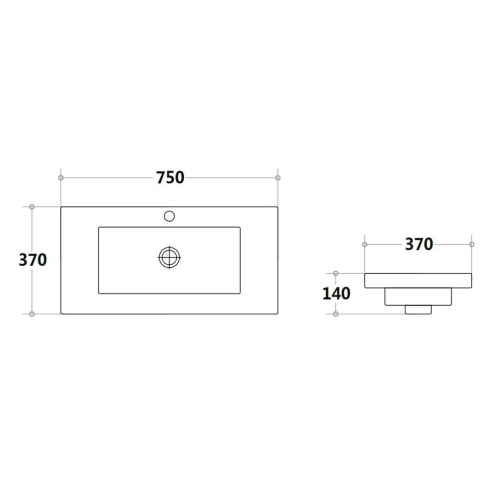 POSEDION SLIMLINE GLOSS WHITE SINGLE BOWL POLY VANITY TOP (AVAILABLE IN 600MM, 750MM AND 900MM)