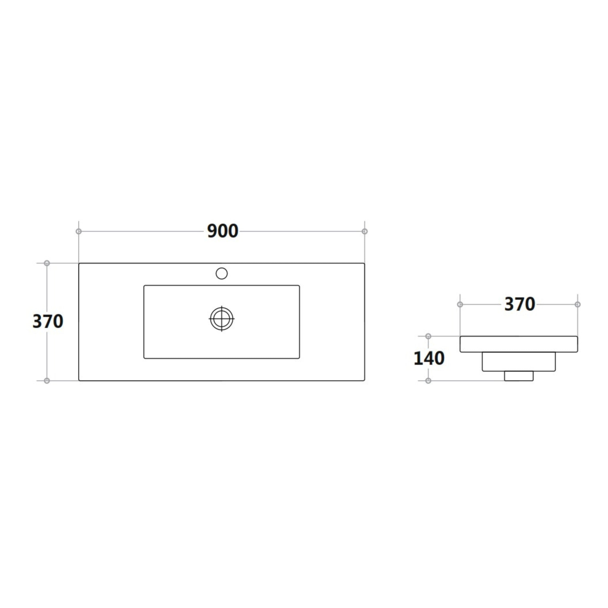 POSEDION SLIMLINE GLOSS WHITE SINGLE BOWL POLY VANITY TOP (AVAILABLE IN 600MM, 750MM AND 900MM)