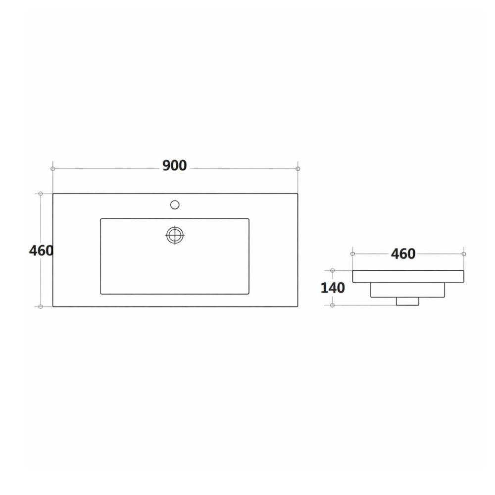 POSEIDON STANDARD GLOSS WHITE SINGLE BOWL POLY VANITY TOP (AVAILABLE IN 600MM, 750MM, 900MM AND 1200MM)