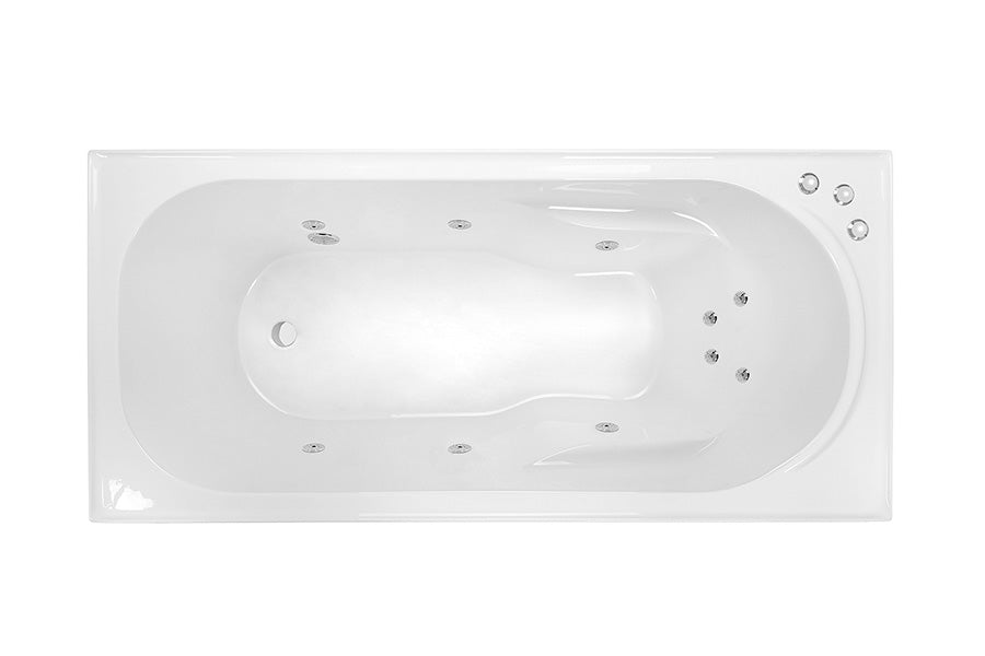 DECINA PRIMA INSET SANTAI SPA BATH GLOSS WHITE (AVAILABLE IN 1515MM, 1635MM AND 1785MM) WITH 10-JETS