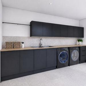 TIMBERLINE POLYTEC PRIME OAK WOODMATT DOUBLE BOWL LAUNDRY LAMINATE BENCHTOP