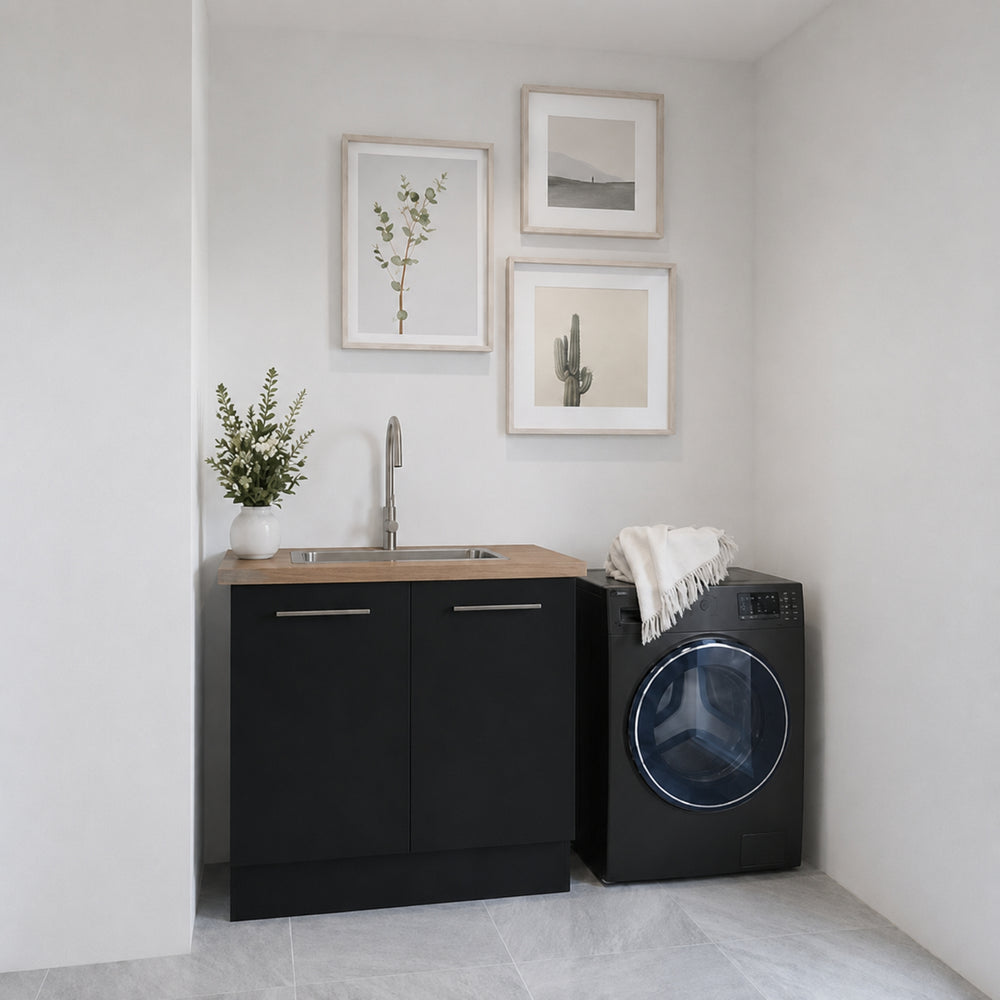 TIMBERLINE POLYTEC PRIME OAK WOODMATT SINGLE BOWL LAUNDRY LAMINATE BENCHTOP